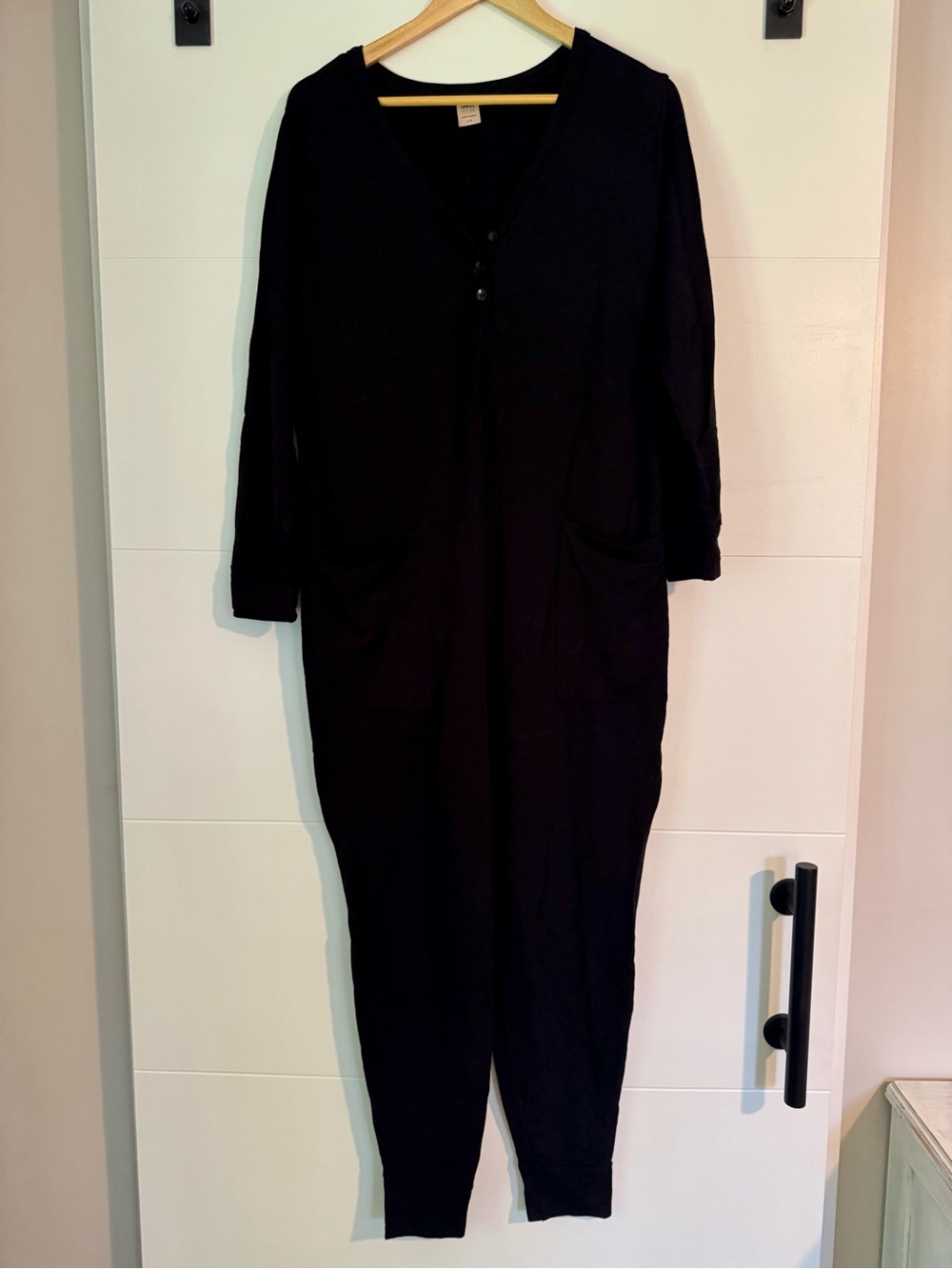 Smash + Tess Black long sleeve Henley romper